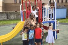 Dr. Mary Palmer, director of childcare centers at Southwest, and her charges Dr. Mary Palmer, director of childcare centers at Southwest, and her charges