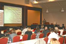 TBR Accessibility Summit photo. TBR faculty and staff view presentation on accessibility.